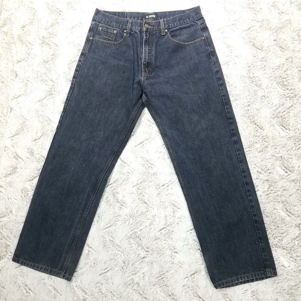 Access Apparel Jeans Mens 34×32 Blue Regular Straight Dark Wash Denim
